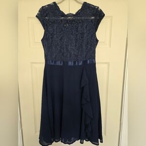 Elegant Navy Blue Lace Dress